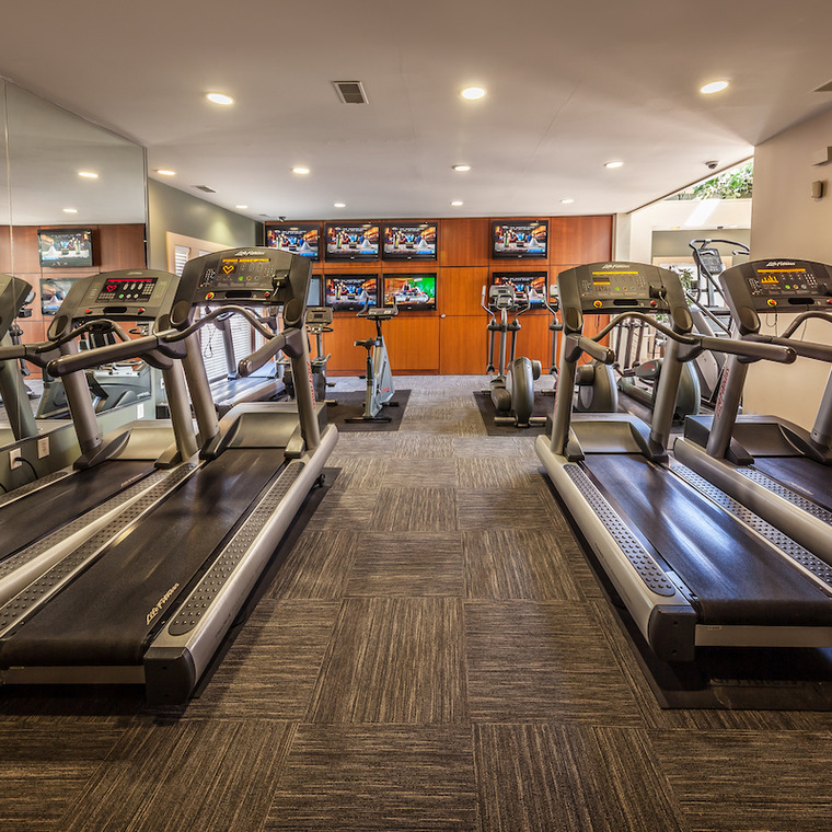 Fitness area with treadmills and bikes